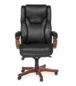 Διευθυντική καρέκλα γραφείου με ξύλινο σκελετό Helsinki 8020 - γνήσιο δέρμα - μαύρη - Image 2