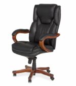 Διευθυντική καρέκλα γραφείου με ξύλινο σκελετό Helsinki 8020 - γνήσιο δέρμα - μαύρη - Image 3