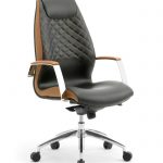 Διευθυντική καρέκλα γραφείου Wave - γνήσιο δέρμα - μαύρο/καφέ