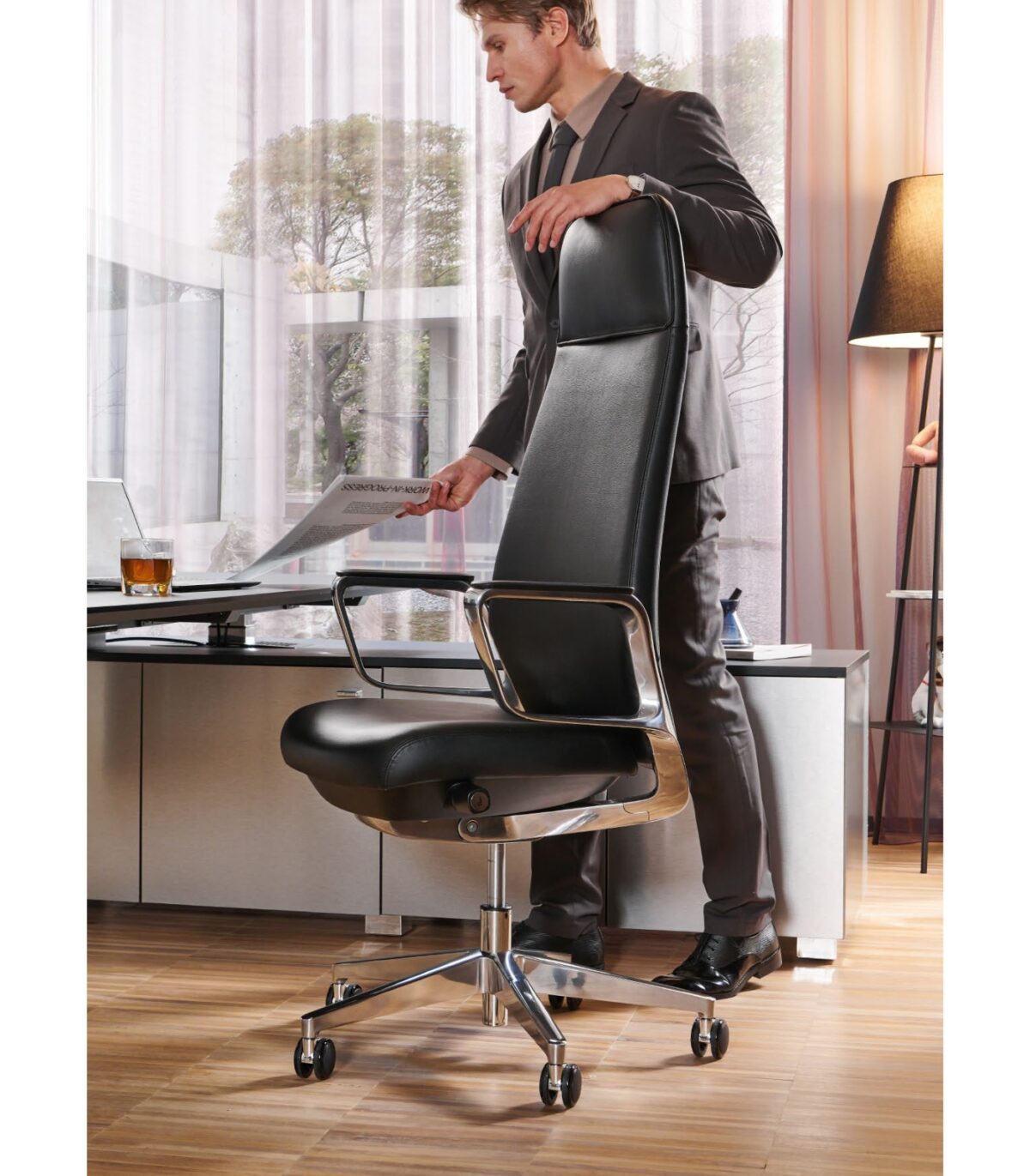 Εργονομική διευθυντική καρέκλα γραφείου Titan - γνήσιο δέρμα - Image 10