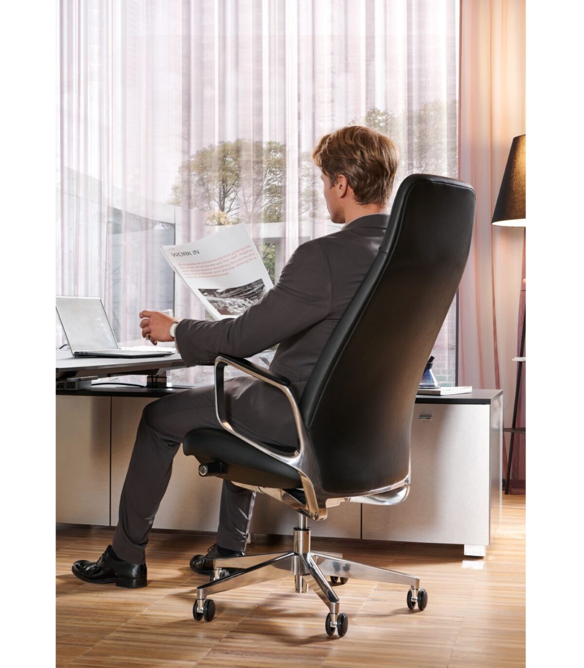 Εργονομική διευθυντική καρέκλα γραφείου Titan - γνήσιο δέρμα - Image 11