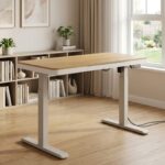 Επιφάνεια γραφείου με συρτάρι 138X68 cm λευκό/ανοικτό ξύλο - Image 5