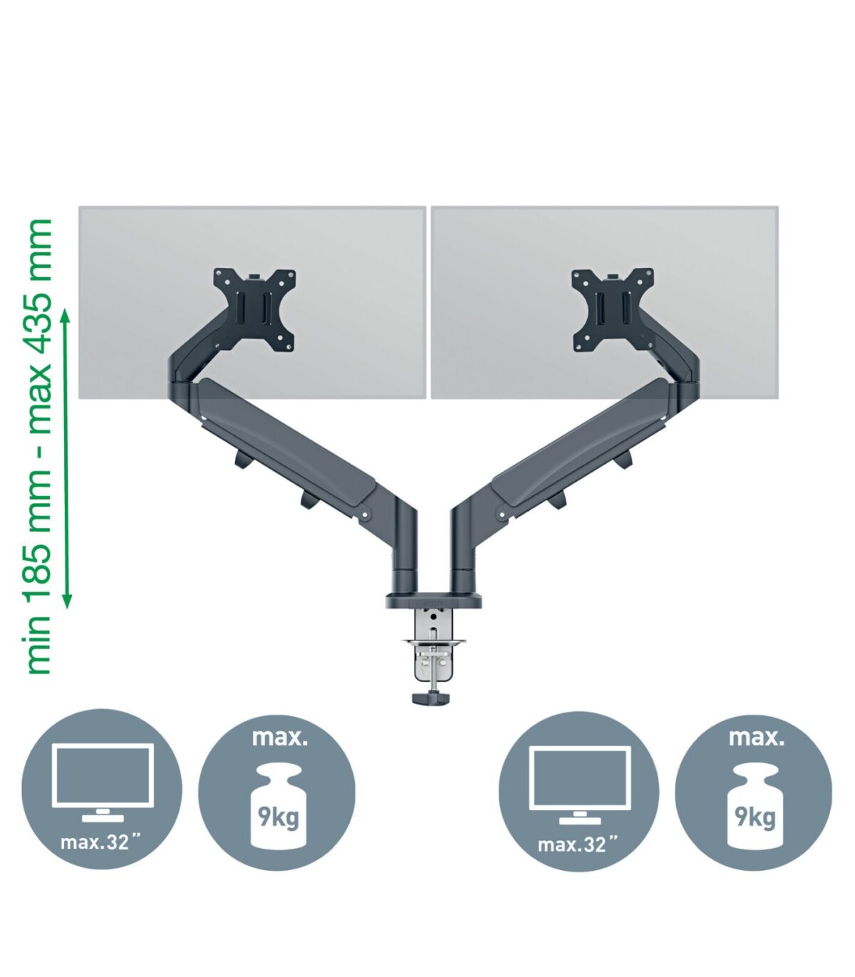 Βραχίονας για 2 οθόνες Leitz Ergo Space Saving - Image 3