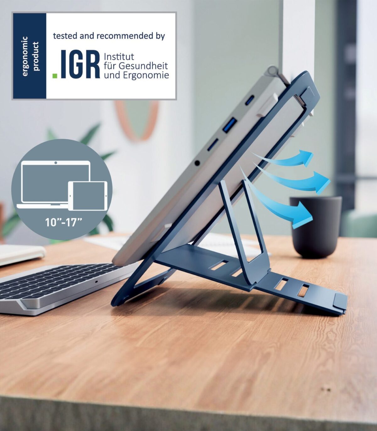 Ρυθμιζόμενη βάση Laptop Ergo Ultra-Flat αλουμινίου - Image 2
