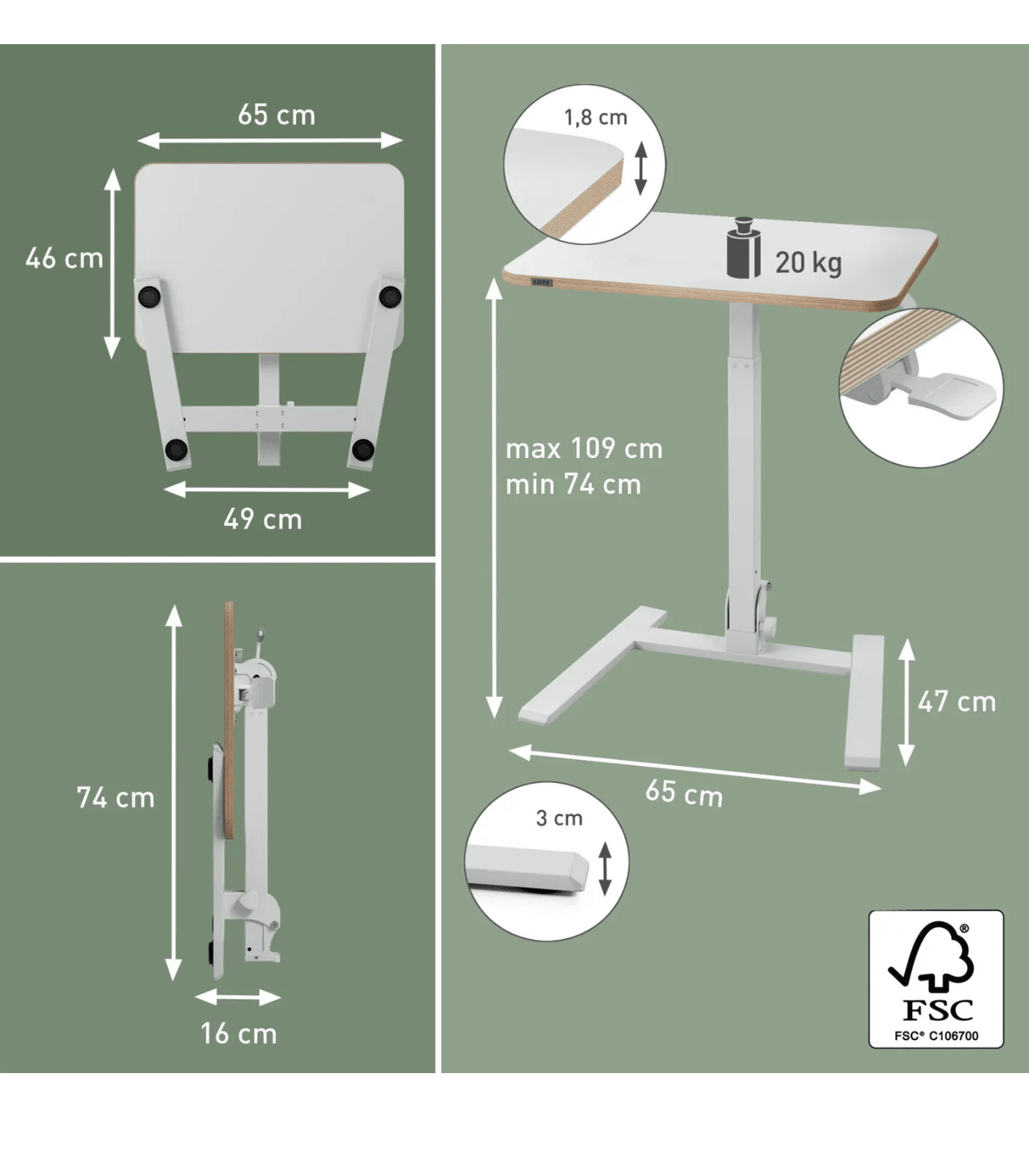Αναδιπλούμενο Ρυθμιζόμενο Γραφείο Sit-Stand Ergo 2