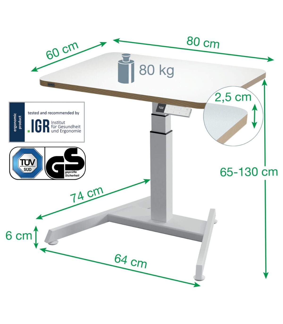 Mini ηλεκτρικό γραφείο με ρυθμιζόμενο ύψος 80 x 60 cm Leitz - Image 6